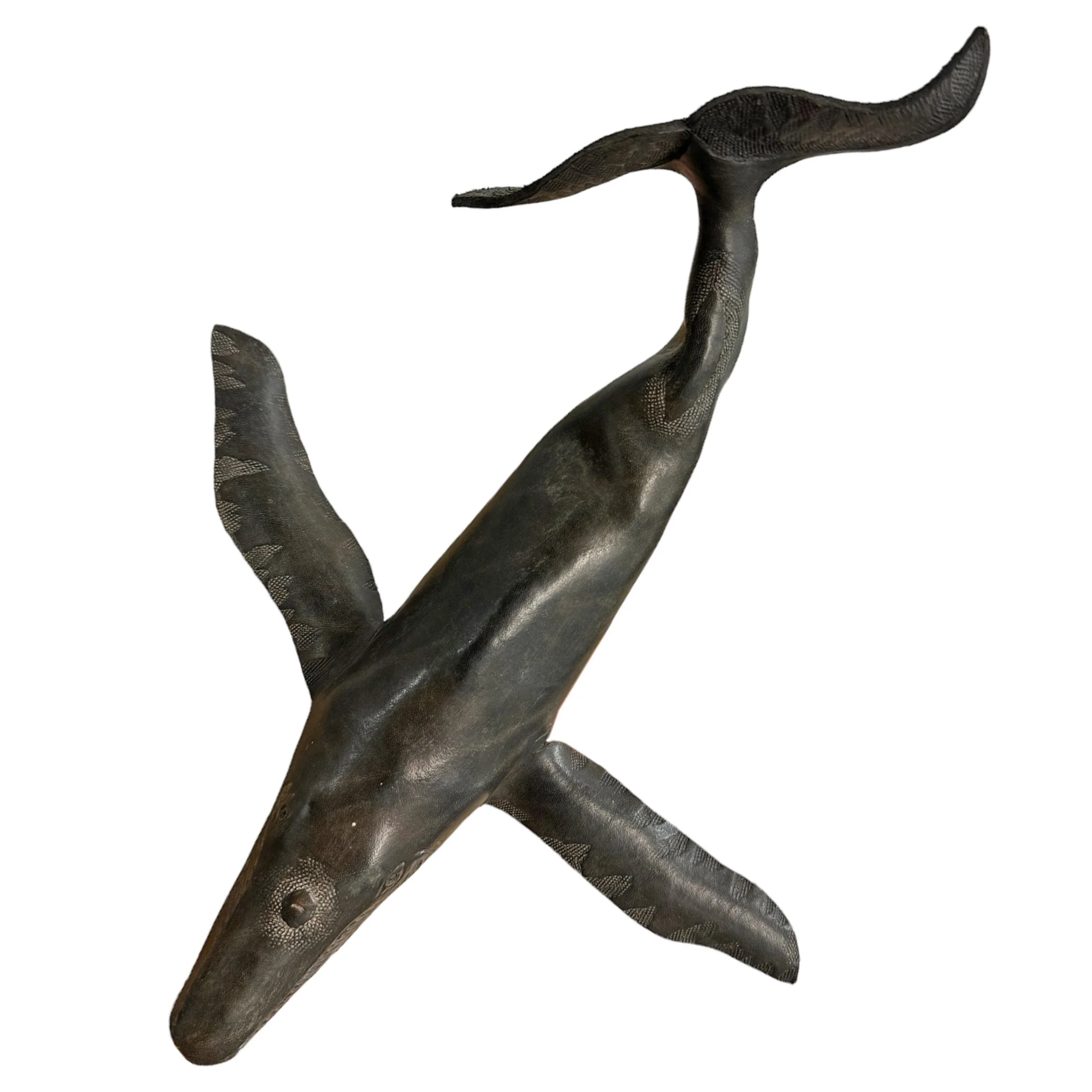 Leather Humpback Whale on Custom Steel Stand — RIGHT | PROPER